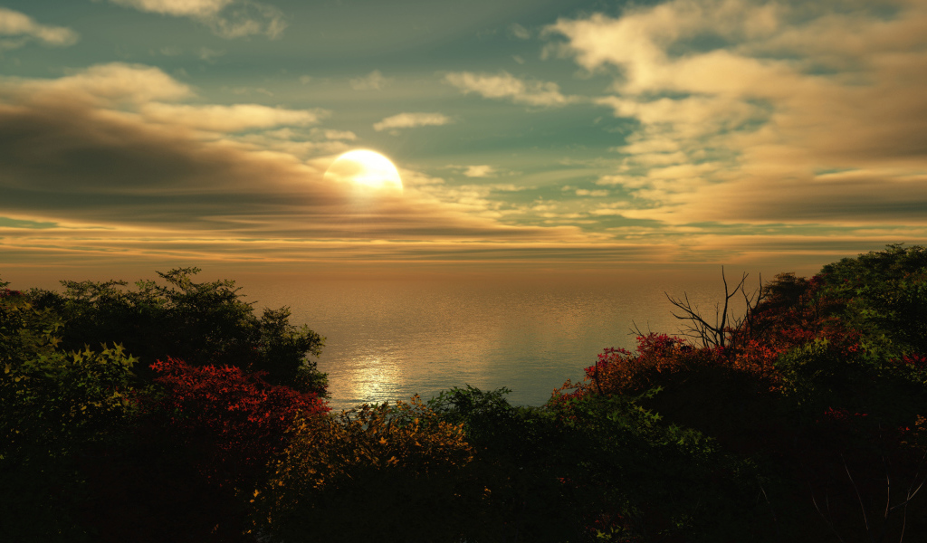 Солнце заходит за тучу