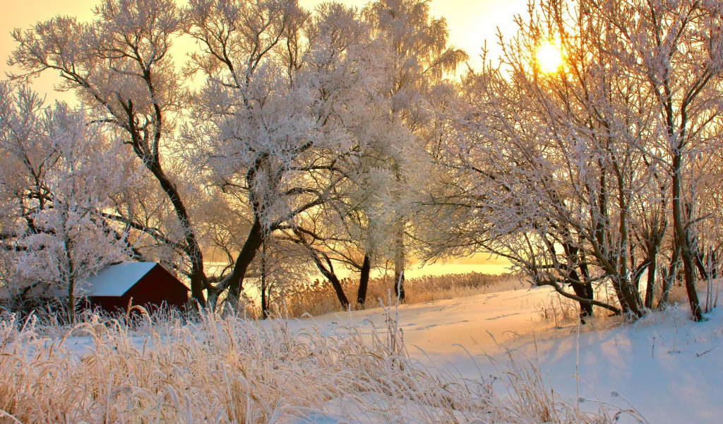 Зимний закат в Румынии