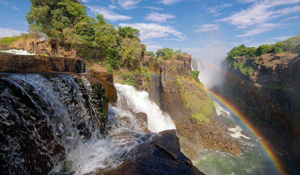 Waterfall with a rainbow