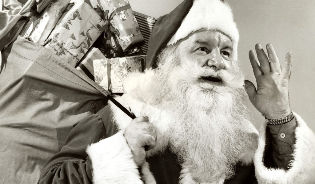 Черно белый Санта клаус