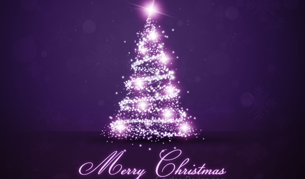 Елка на Новый Год на фиолетовом фоне