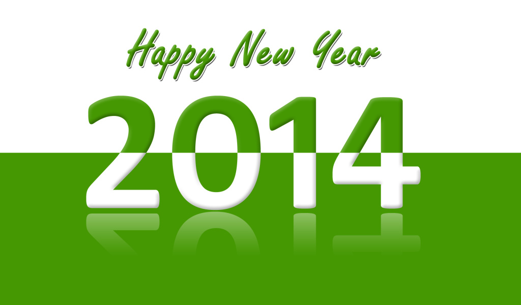 Счастливого Нового Года 2014, зелёный и белый цвет