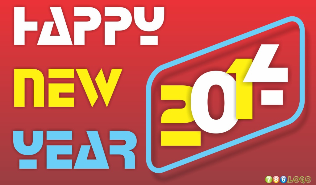 Счастливого Нового Года 2014, разноцветная картинка