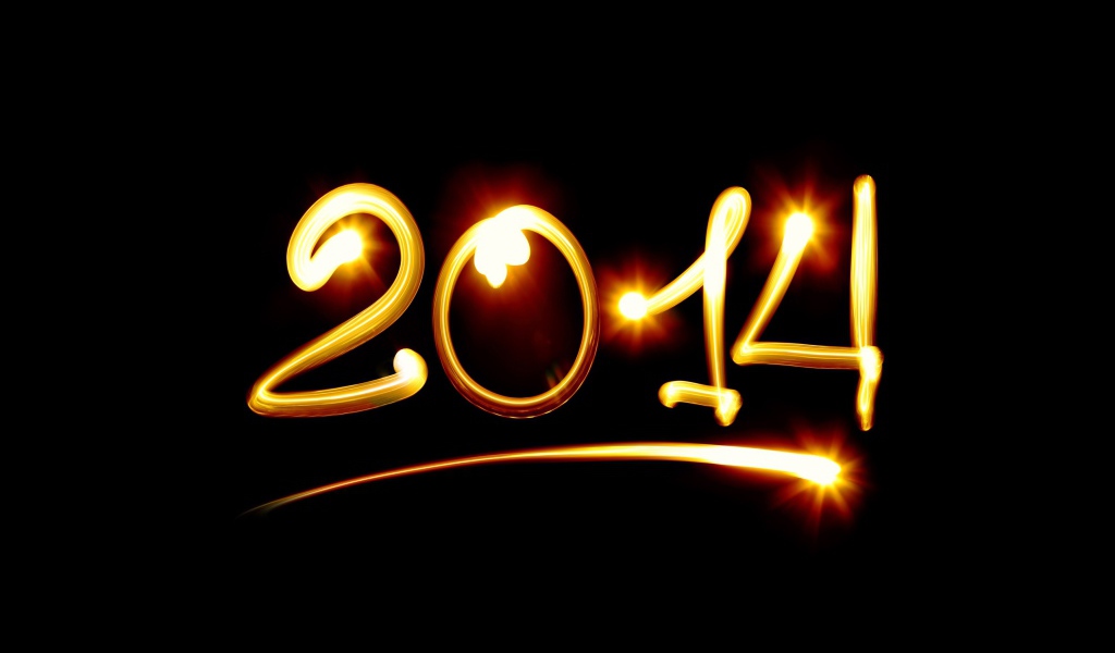 Новый Год 2014 цифры на черном фоне