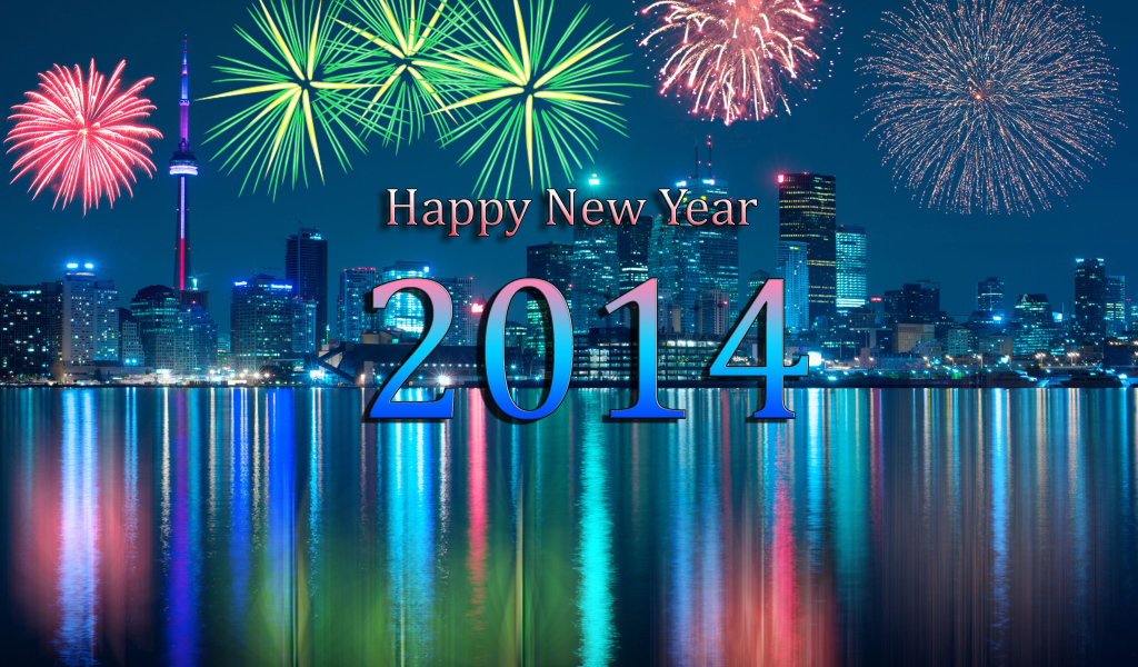 Новый год 2014 на фоне фейерверка
