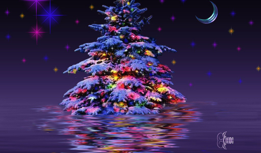 Новогодняя елка в воде
