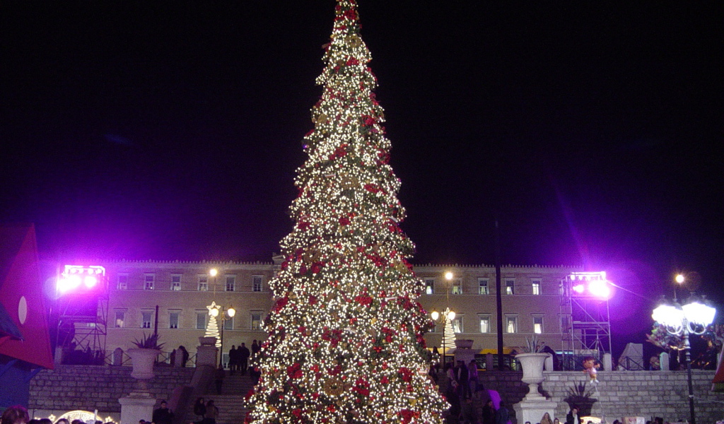 Красивая Новогодняя елка в центре города