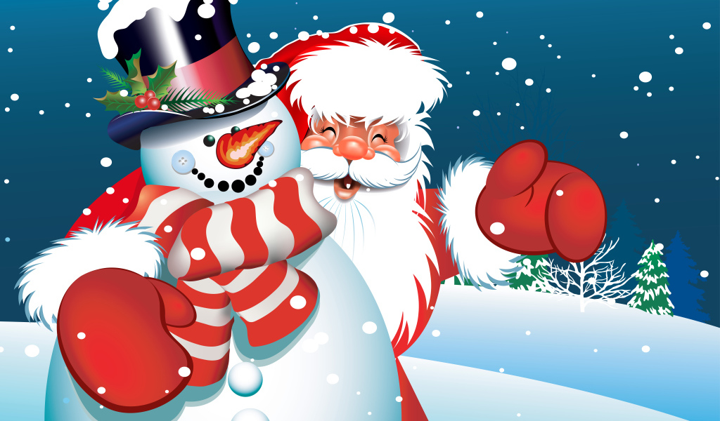 снеговик и дед мороз