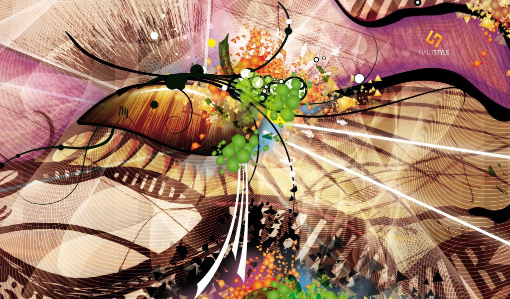 Абстрактное многоцветие с черными линиями