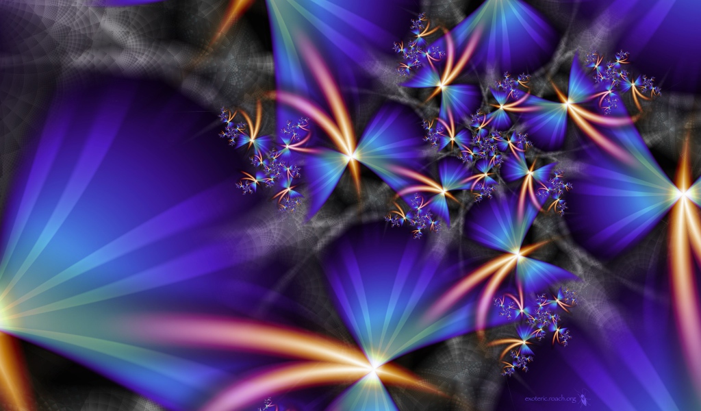 Синие лучи и цветы