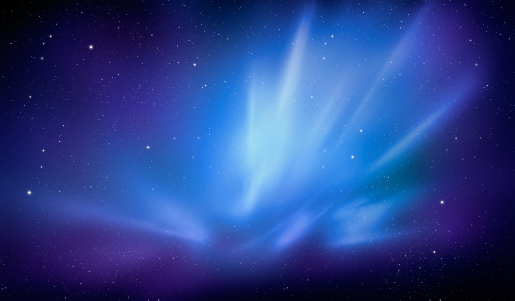 Синие лучи на звездном небе