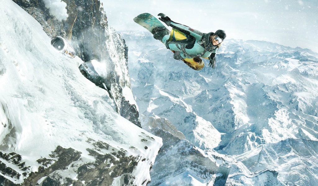 Полет на лыже с горы