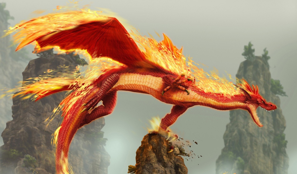 Огненный дракон летит