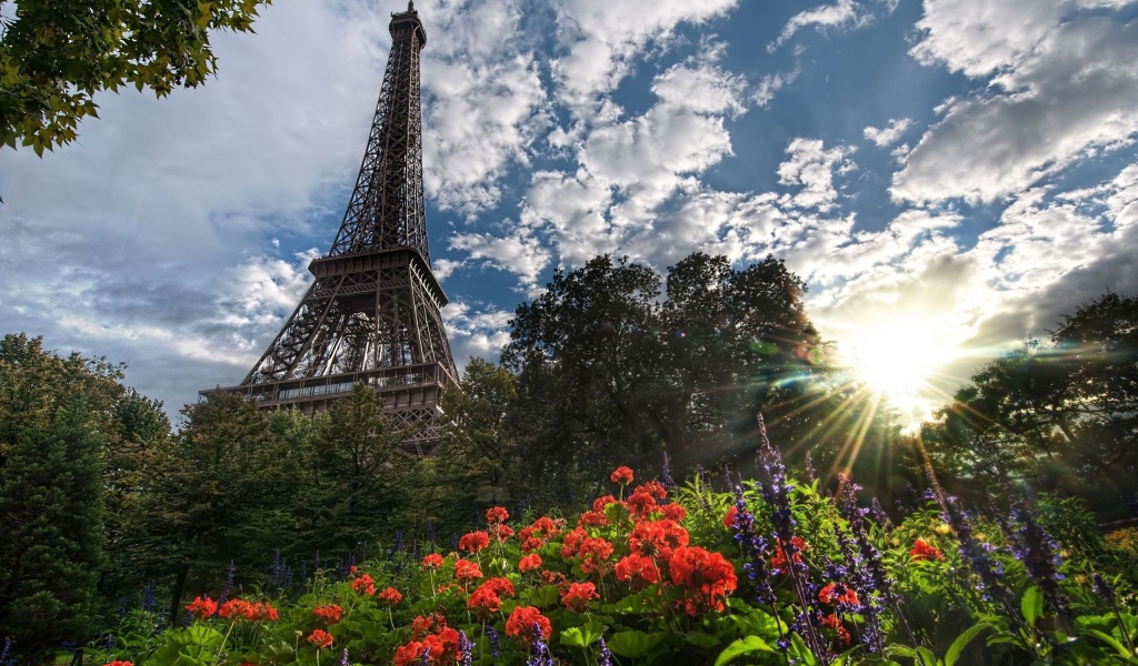 Башня и цветы в Париже