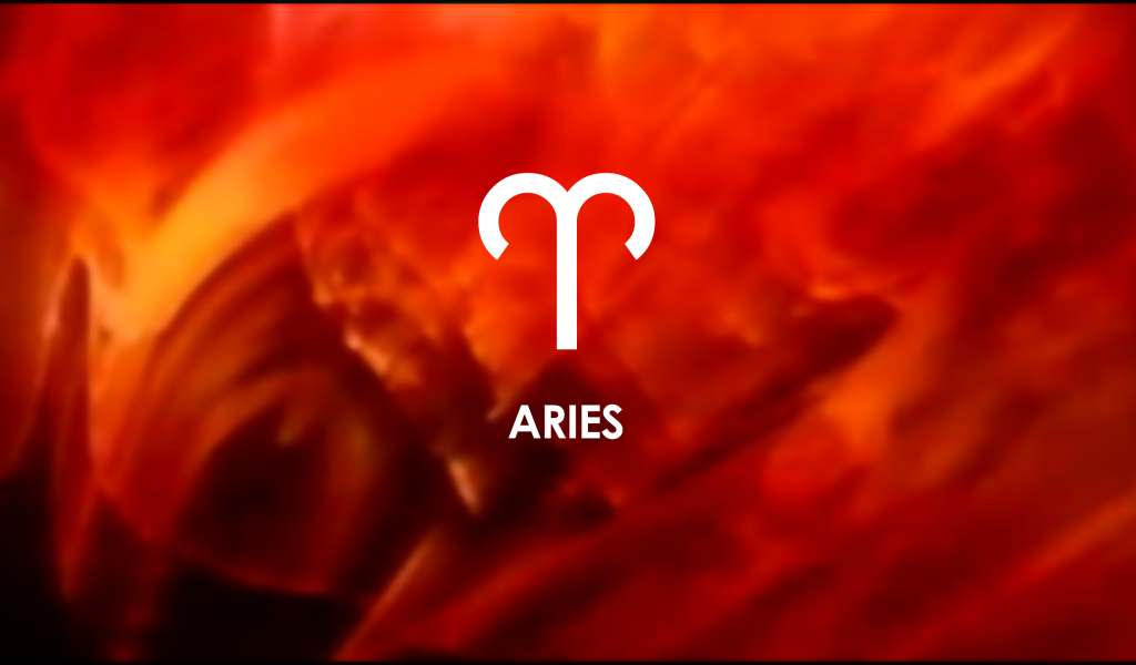 Aries sign on a red background