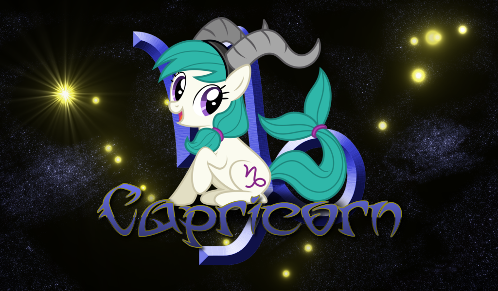 Козерог, детская картинка с чёрным фоном