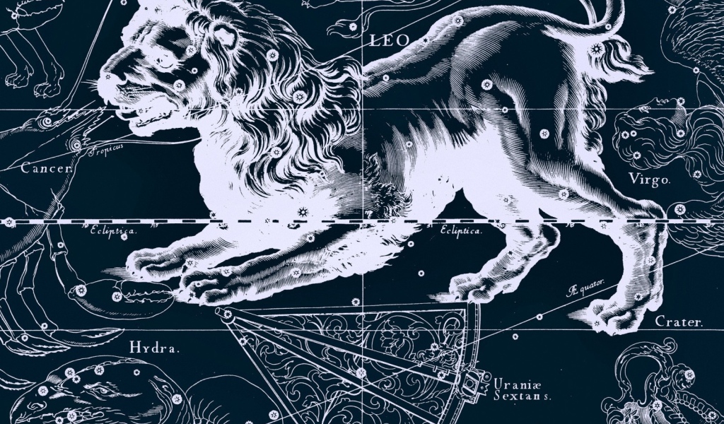Карта звездного неба, лев