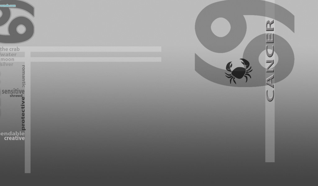 Знак зодиака рак, серый фон 