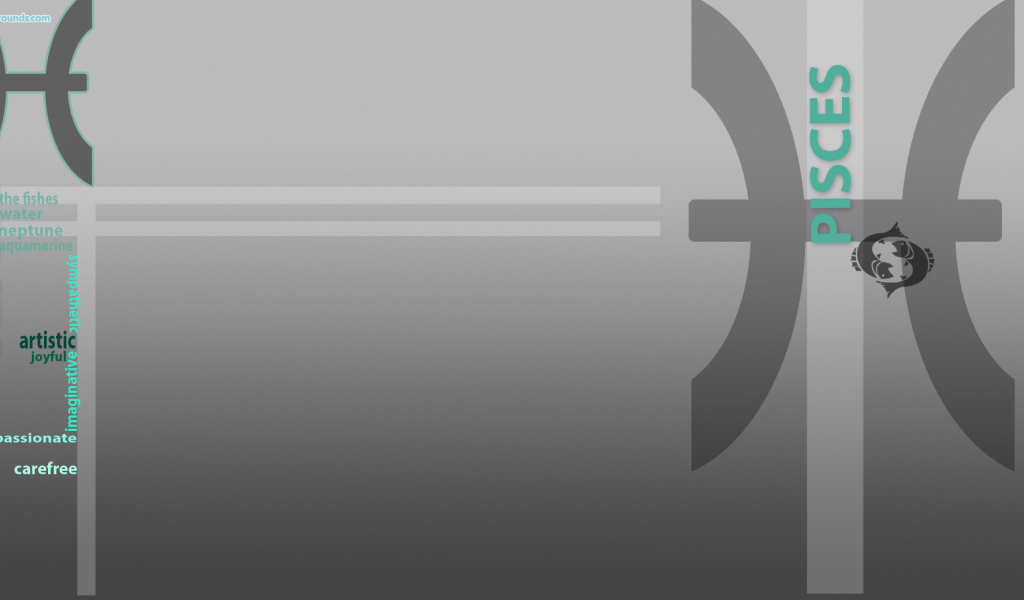 Знак зодиака рыбы, серый фон 