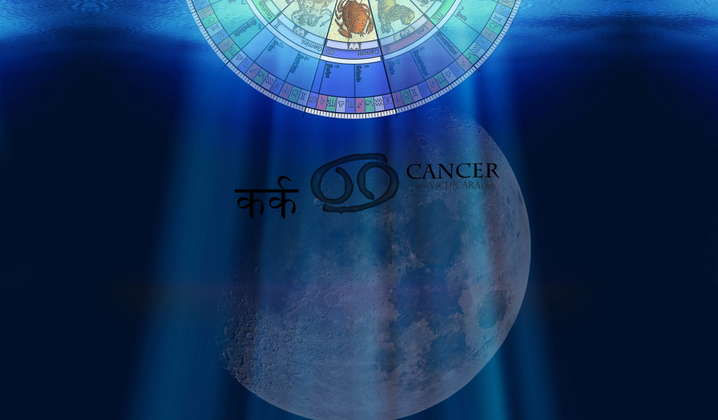 Знак зодиака рак на фоне луны