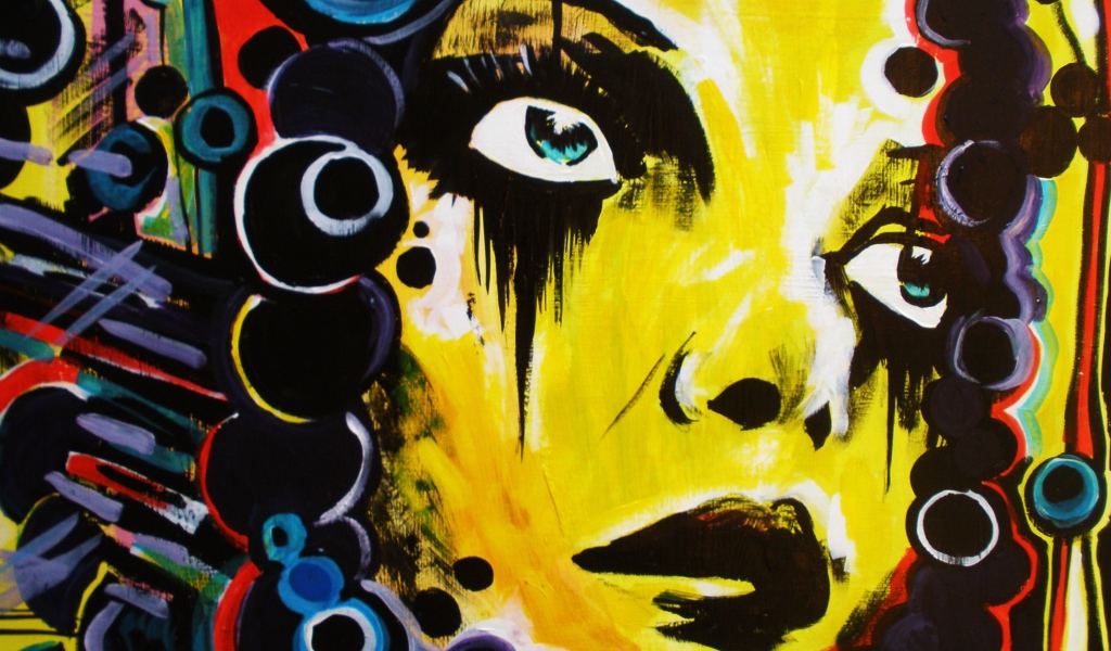 Яркое граффити, лицо девушки