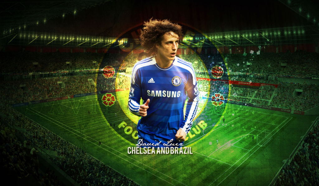 Челси Давид Луис на фоне стадиона