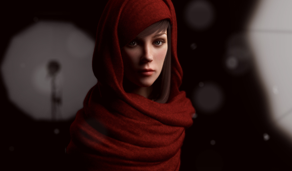 Девушка в красном шарфе