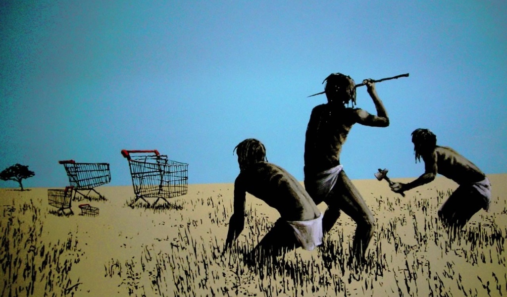 Граффити, древние люди и магазинные корзины, Бэнкси