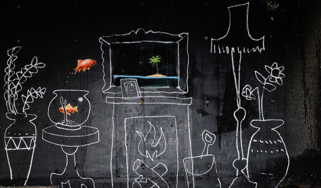 Граффити, уютная комната