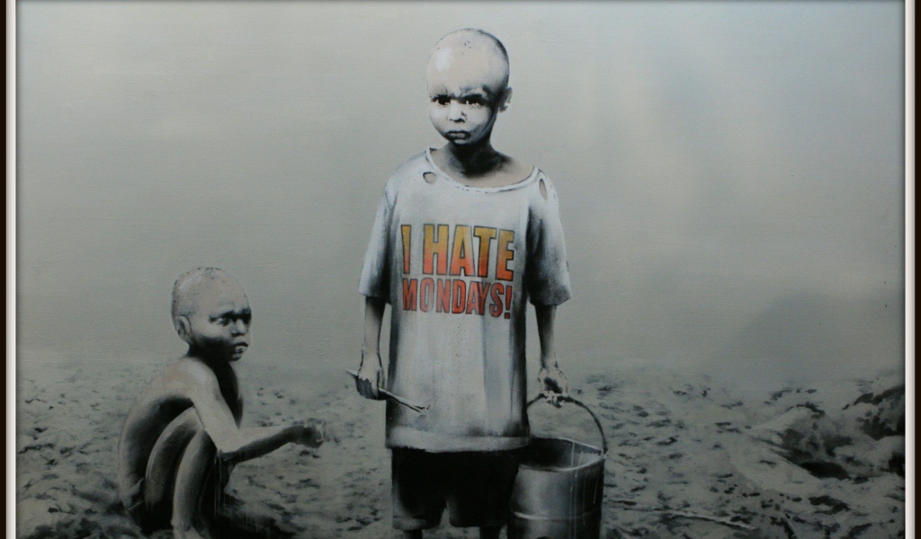 Граффити, ненавижу понедельники, художник Бэнкси