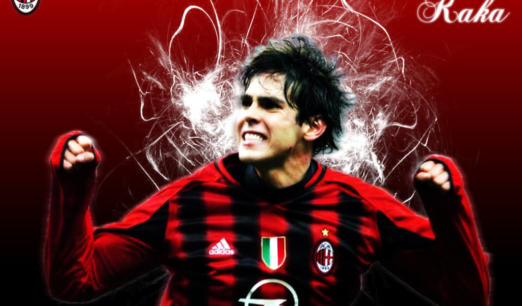 Милан Кака на красном фоне