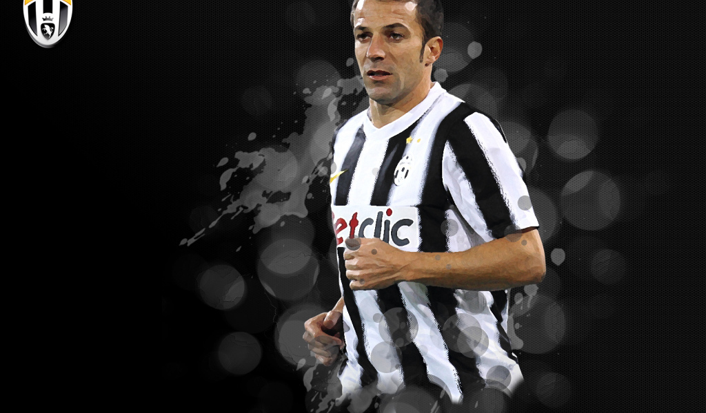 The best football player of Sydney Alessandro Del Piero on the black background
