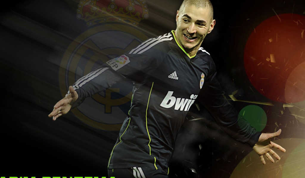 The football player Real Madrid Karim Benzema in the middle of the game