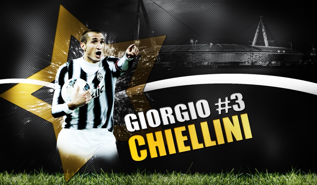 The football player of Juventus Giorgio Chiellini with a ball