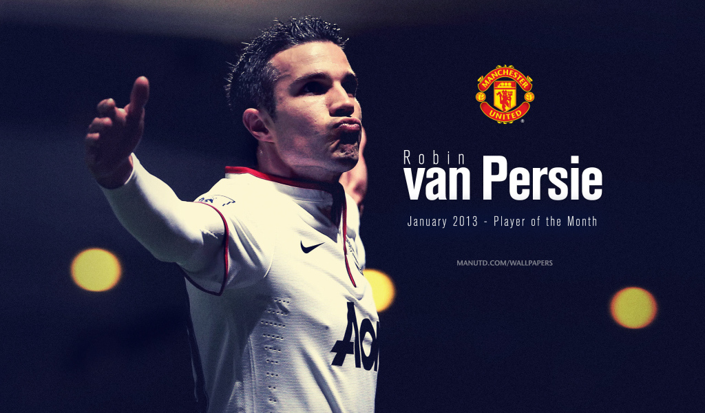 Футболист Манчестер Юнайтед Робин ван Перси на темном фоне