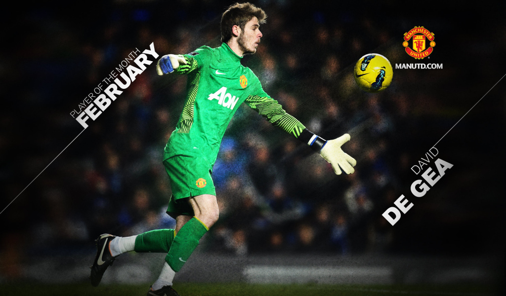 Голкипер Манчестер Юнайтед Давид де Хеа ловит мяч
