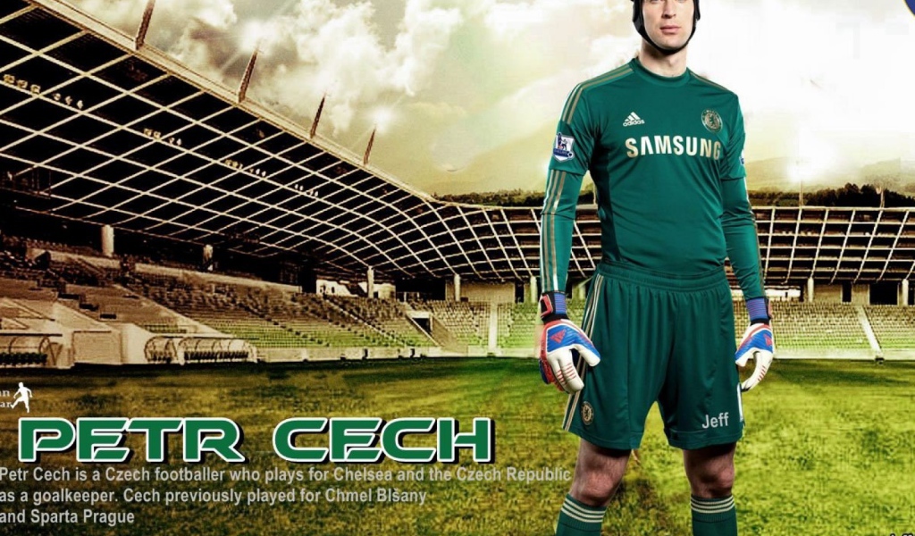 Игрок Челси Петр Чех на поле
