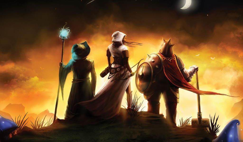 Trine 2 Complete Story: герои наблюдает за падающей звездой