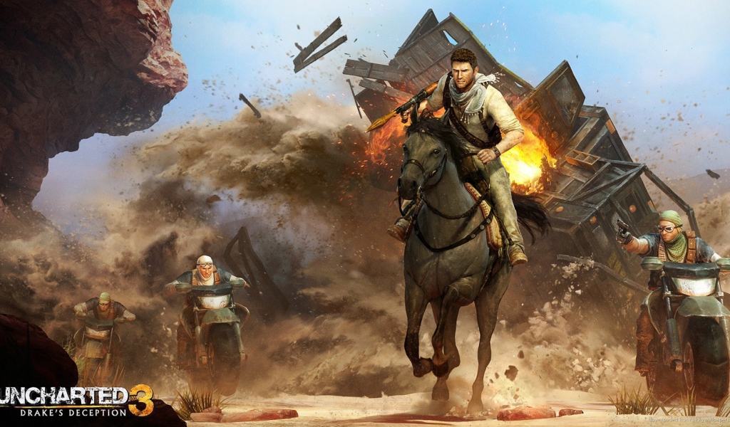 Uncharted 3 : drake is on the horse
