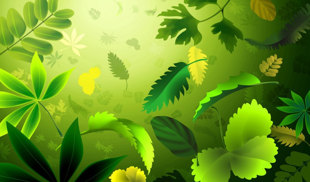 Зеленые листья 3Д