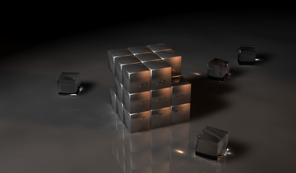 Куб из стеклянных кубиков