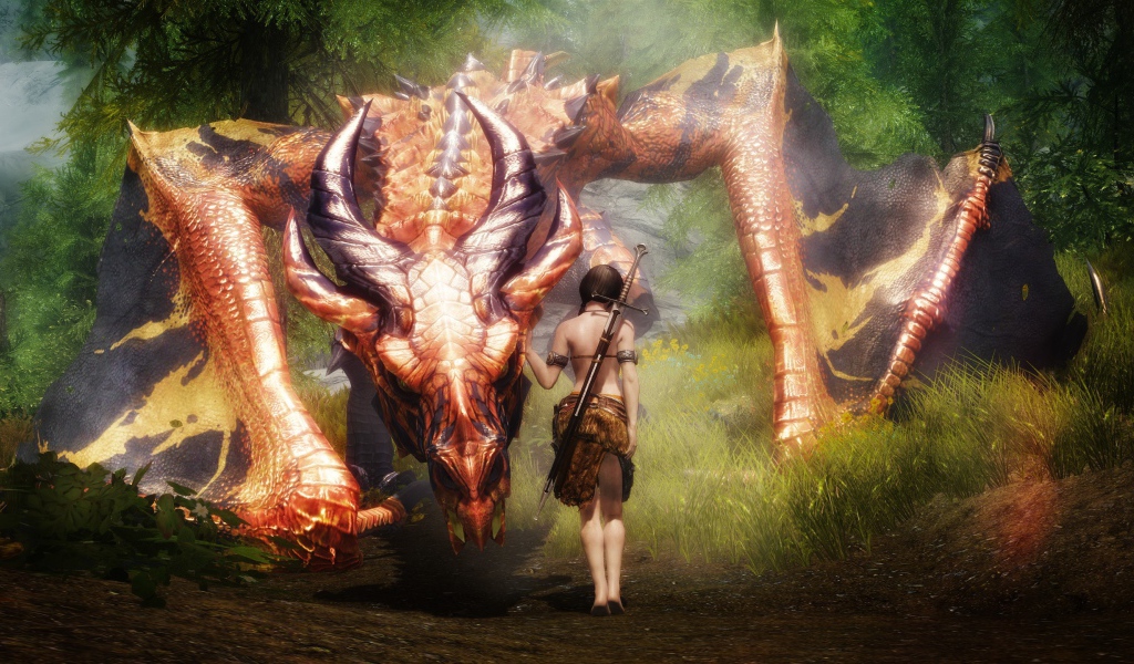 Ручной дракон у девочки с мечом