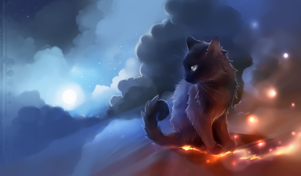 Черный кот и облака