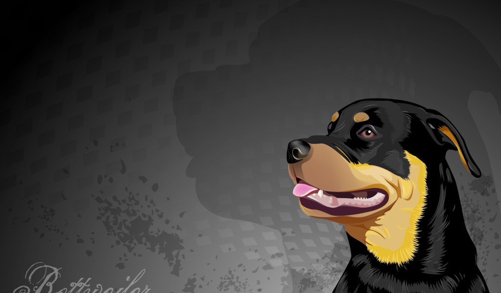 Нарисованная собака ротвейлер