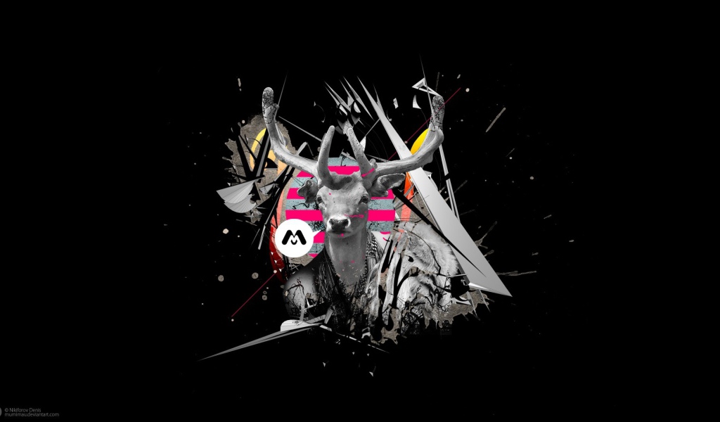 Олень на черном фоне