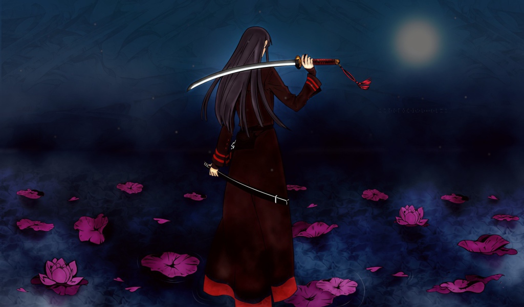 Девушка на воде с мечом