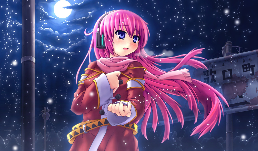 Девочка зимней ночью