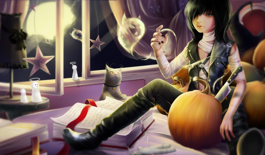 Парень празднует хелоуин