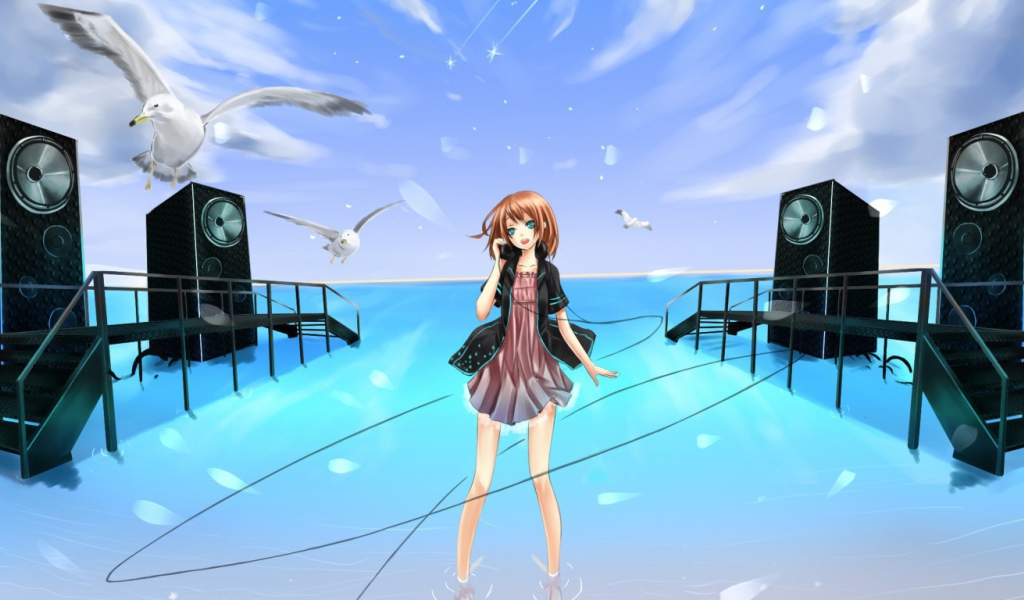 Певица на берегу моря