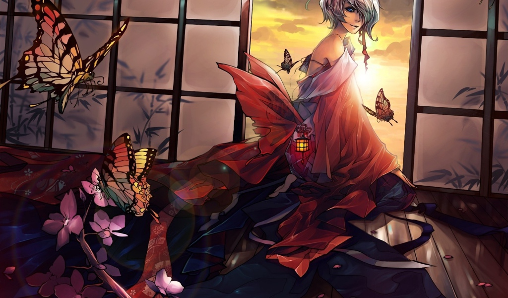 Девушка и бабочки